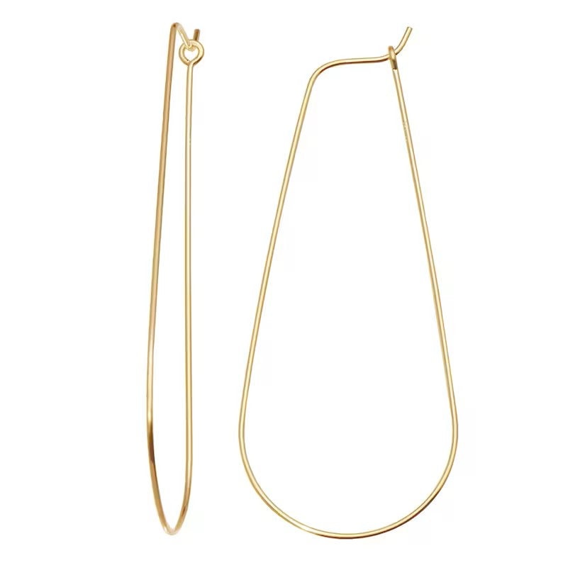 14k gold filled 2pcs 40/60mm Earring Hook Jewellery Findings Teardrop Beading Hoops,20Gauge Wire