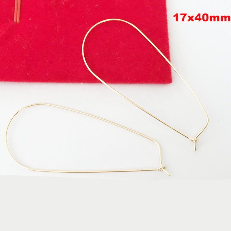 14k gold filled 2pcs 40/60mm Earring Hook Jewellery Findings Teardrop Beading Hoops,20Gauge Wire