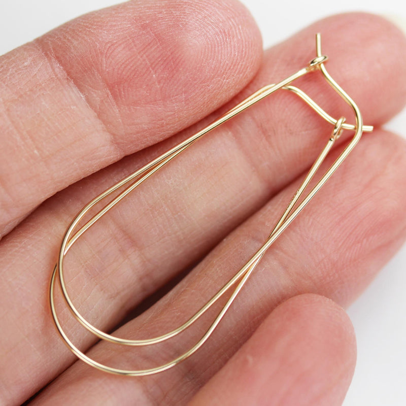 14k gold filled 2pcs 40/60mm Earring Hook Jewellery Findings Teardrop Beading Hoops,20Gauge Wire