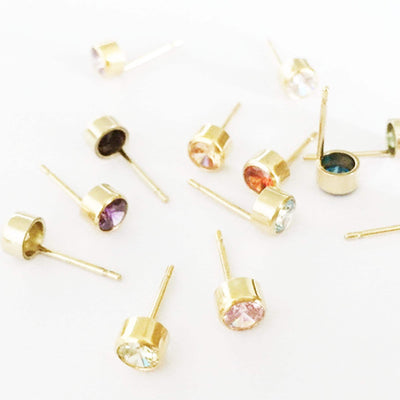 Earring Findings 1 pair 14k Gold Filled Jewellery Making Findings Earstud Earring Post , 2mm Cubic Zirconia