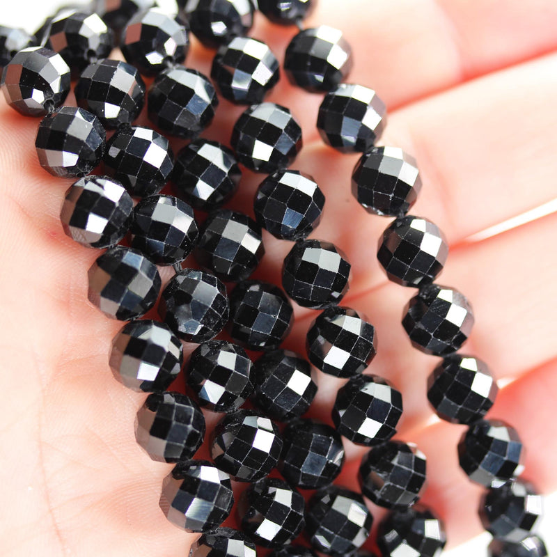 Natural spinal, 8mm faceted round gemstone beads,  16" strand, 1mm hole, 45 beads