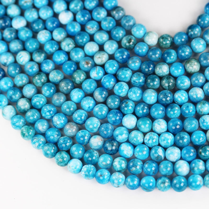 Apatite, 8mm round gemstone strand, one full strand , light blue color, hole 1mm, 16 inch, 50 beads