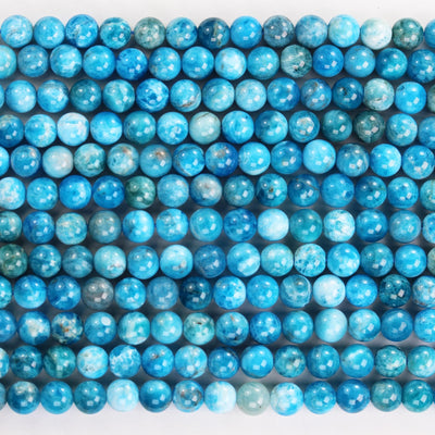 Apatite, 8mm round gemstone strand, one full strand , light blue color, hole 1mm, 16 inch, 50 beads