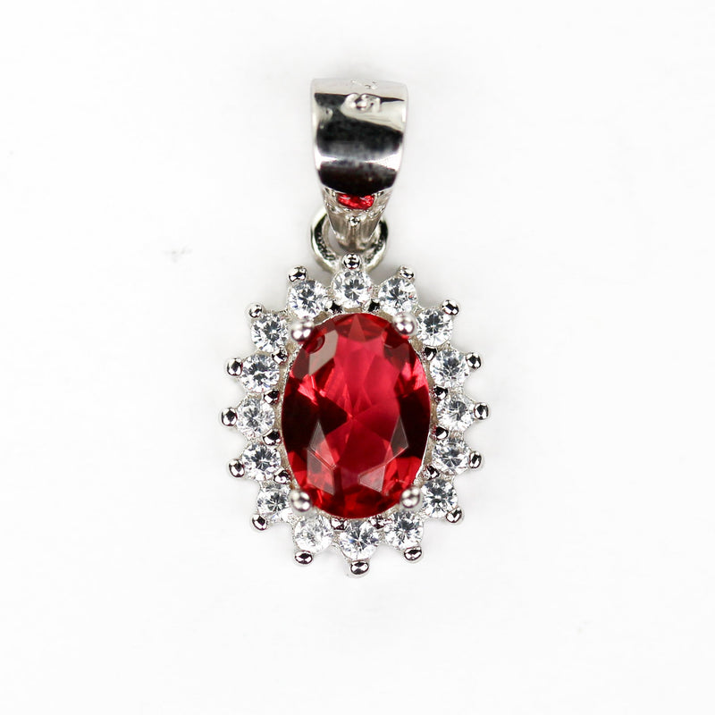 Charm 1pc 925 Sterling Silver Jewellery Beads, 9*13mm Oval Bezel Pendant w/ 1mm Cubic Zirconia, 6mm Bail, 4mm Hole