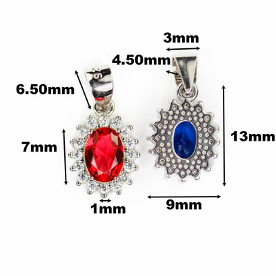 Charm 1pc 925 Sterling Silver Jewellery Beads, 9*13mm Oval Bezel Pendant w/ 1mm Cubic Zirconia, 6mm Bail, 4mm Hole