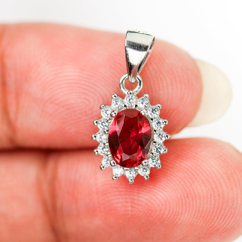 Charm 1pc 925 Sterling Silver Jewellery Beads, 9*13mm Oval Bezel Pendant w/ 1mm Cubic Zirconia, 6mm Bail, 4mm Hole