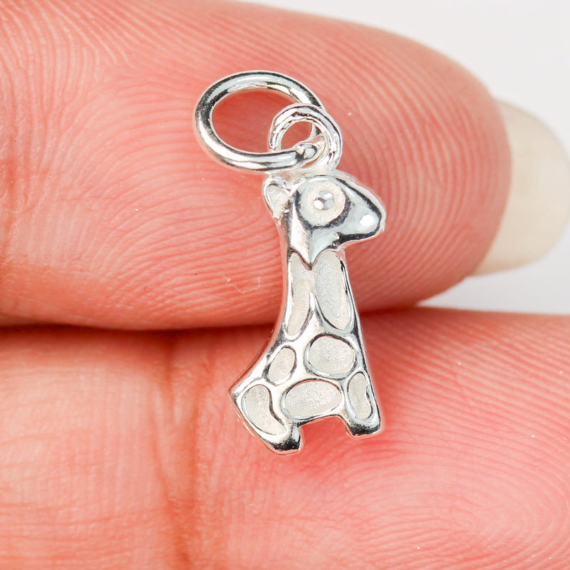 Jewelry charms 2pcs 925 sterling silver baby giraffe jewellery findings 7*15mm pendand/charm beads, 6mm closed jump ring