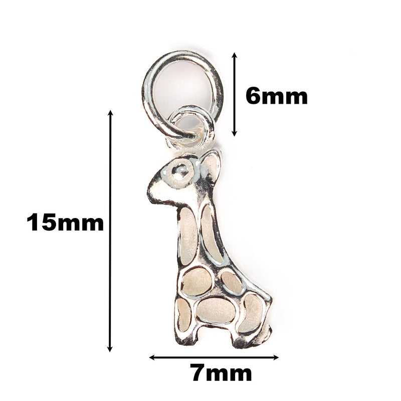 Jewelry charms 2pcs 925 sterling silver baby giraffe jewellery findings 7*15mm pendand/charm beads, 6mm closed jump ring