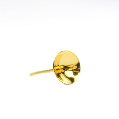 4mm/6mm Gold vermeil style earstud 10pcs 18k gold on 925 sterling silver, round bezel setting ear studs for half drilled beads